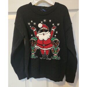 Tahari Santa & Elves Sweater Size 4T Black Knit Long Sleeve, NWT